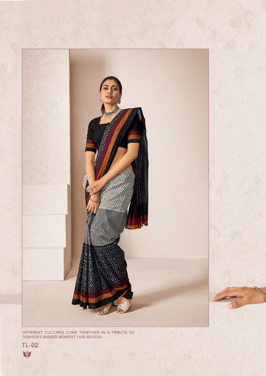 Sr Sarees Barkha Vol 4 Mal Cotton Ikkat Print Sarees Collection