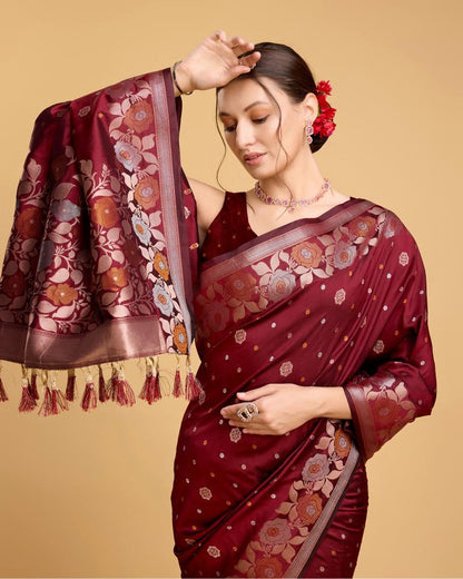 Best Wedding Banarasi Silk Saree With Rich Pallu