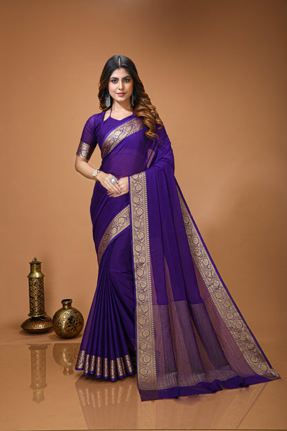 Very Gorgeous Soft Cinnon Saree With zari Weaving