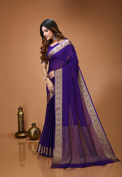 Very Gorgeous Soft Cinnon Saree With zari Weaving