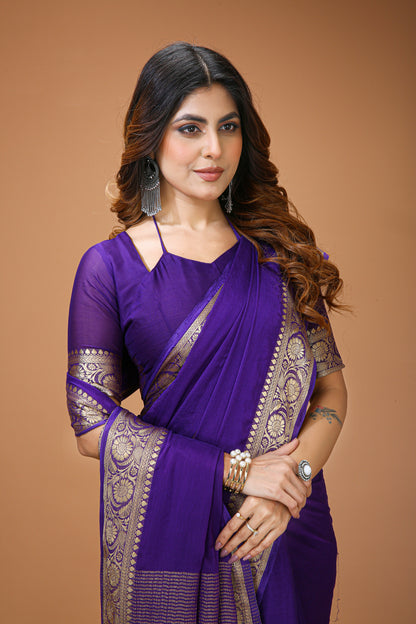 Very Gorgeous Soft Cinnon Saree With zari Weaving