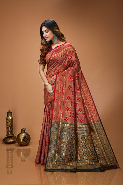 Very Engaging Soft Silk Saree With Beautiful Blouse Piece
