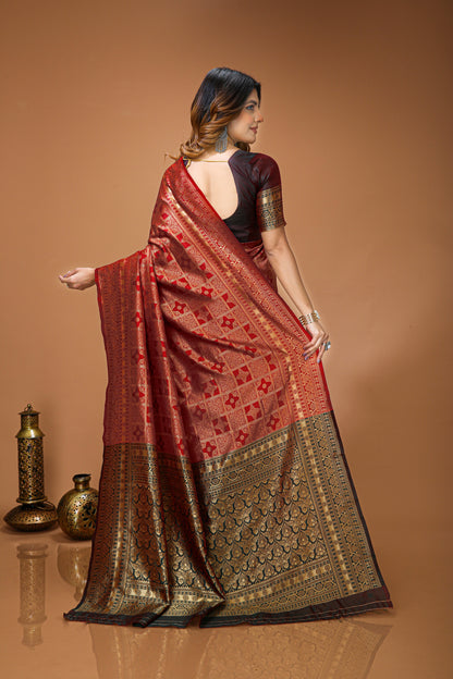 Very Engaging Soft Silk Saree With Beautiful Blouse Piece