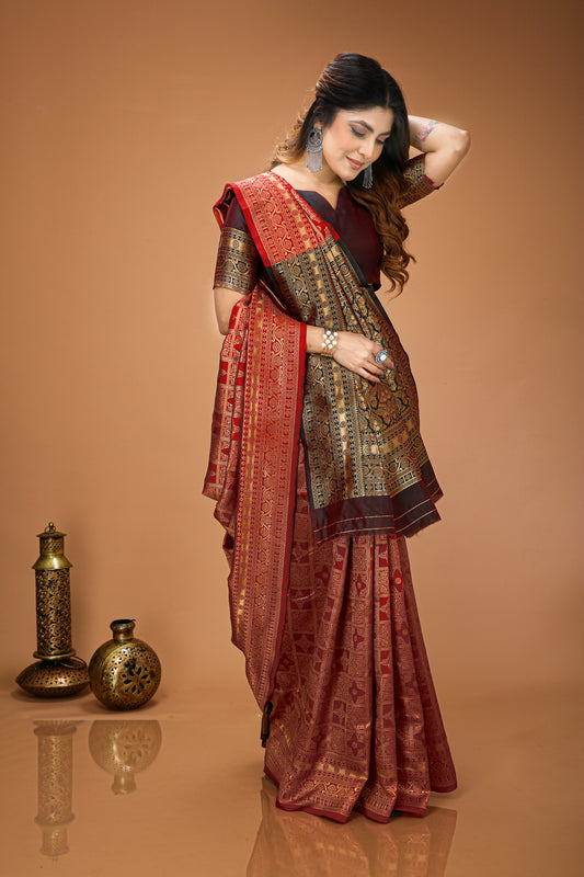 Very Engaging Soft Silk Saree With Beautiful Blouse Piece