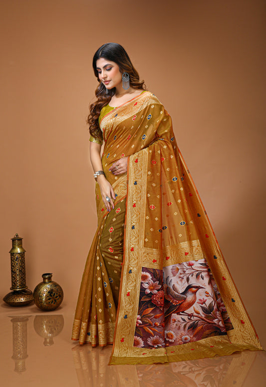 Glamorous Cotton Silk Saree With Rich Pallu
