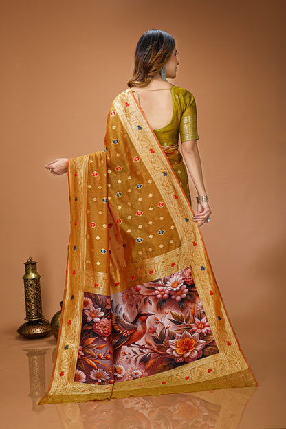 Glamorous Cotton Silk Saree With Rich Pallu