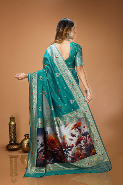 Glamorous Cotton Silk Saree With Rich Pallu