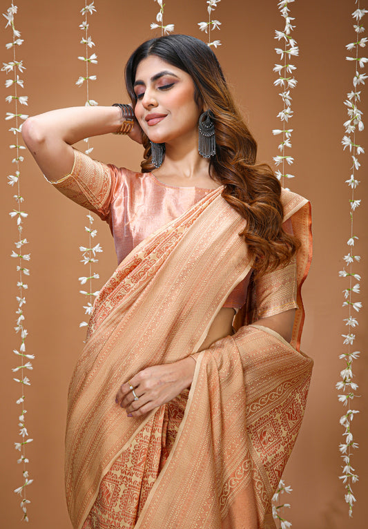 Stunning Soft Silk Saree With appealing Blouse Piece