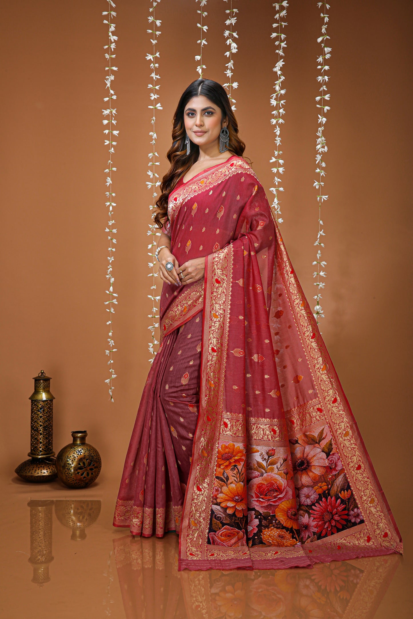Glamorous Cotton Silk Saree With Rich Pallu