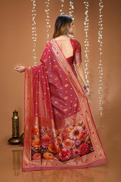 Glamorous Cotton Silk Saree With Rich Pallu