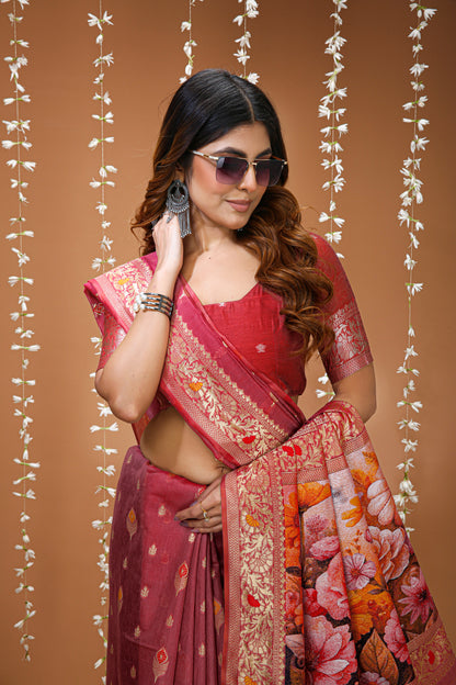 Glamorous Cotton Silk Saree With Rich Pallu