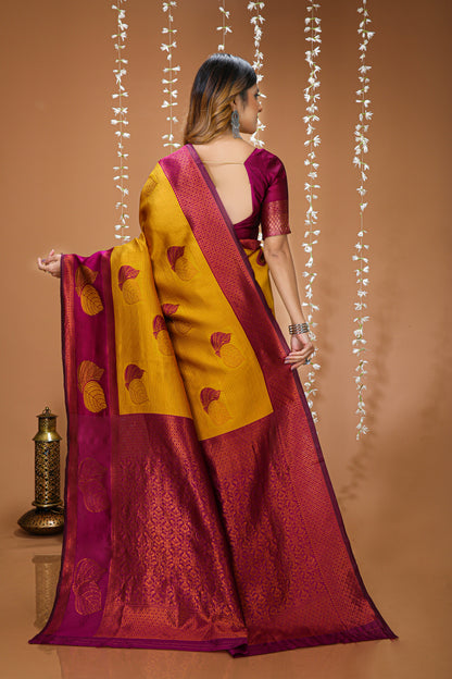 Aesthetic Zari Weaving Soft Silk Saree With alluring Blouse Piece