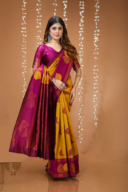Aesthetic Zari Weaving Soft Silk Saree With alluring Blouse Piece