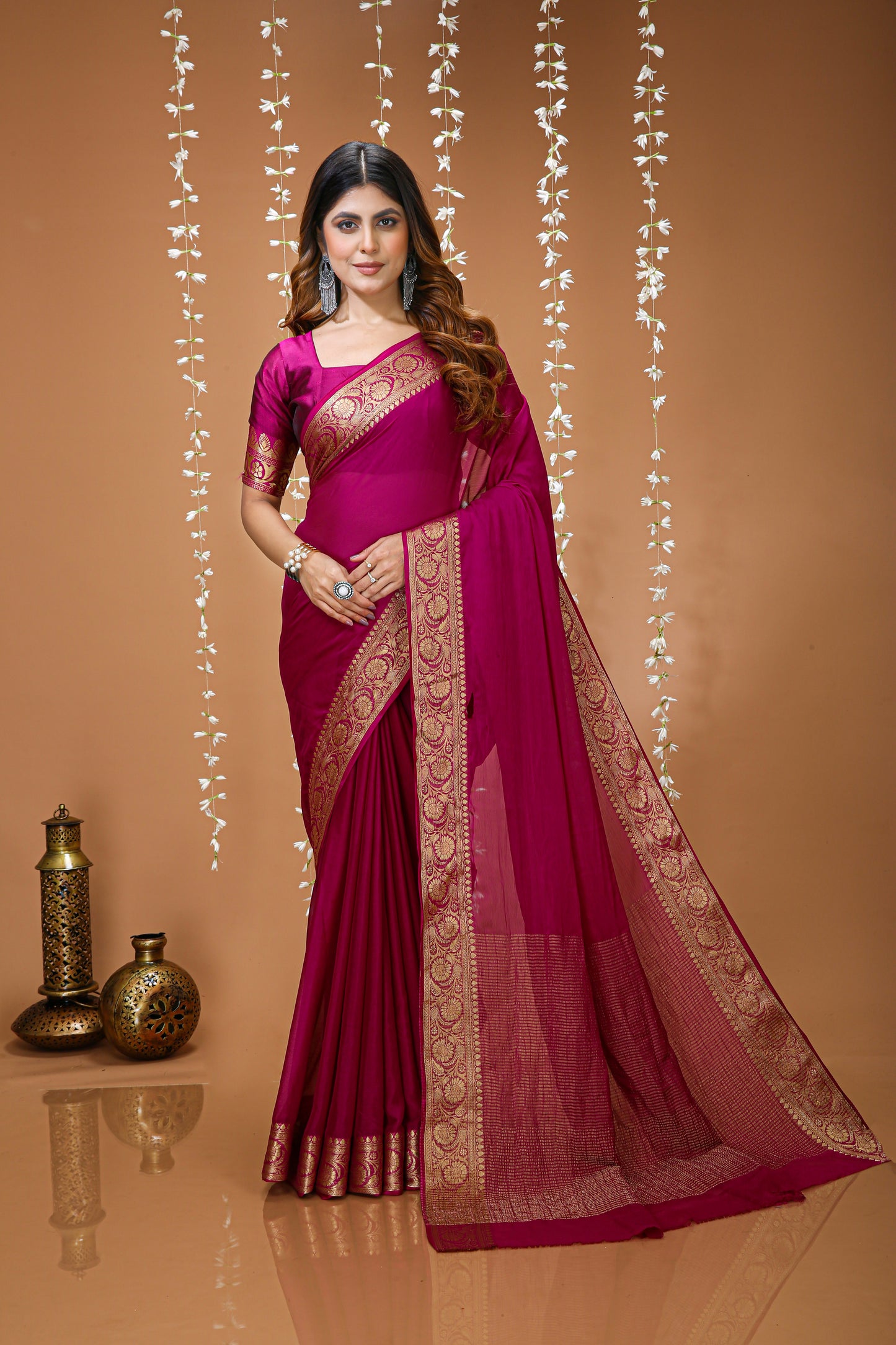 Very Gorgeous Soft Cinnon Saree With zari Weaving