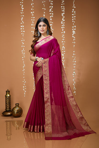 Very Gorgeous Soft Cinnon Saree With zari Weaving