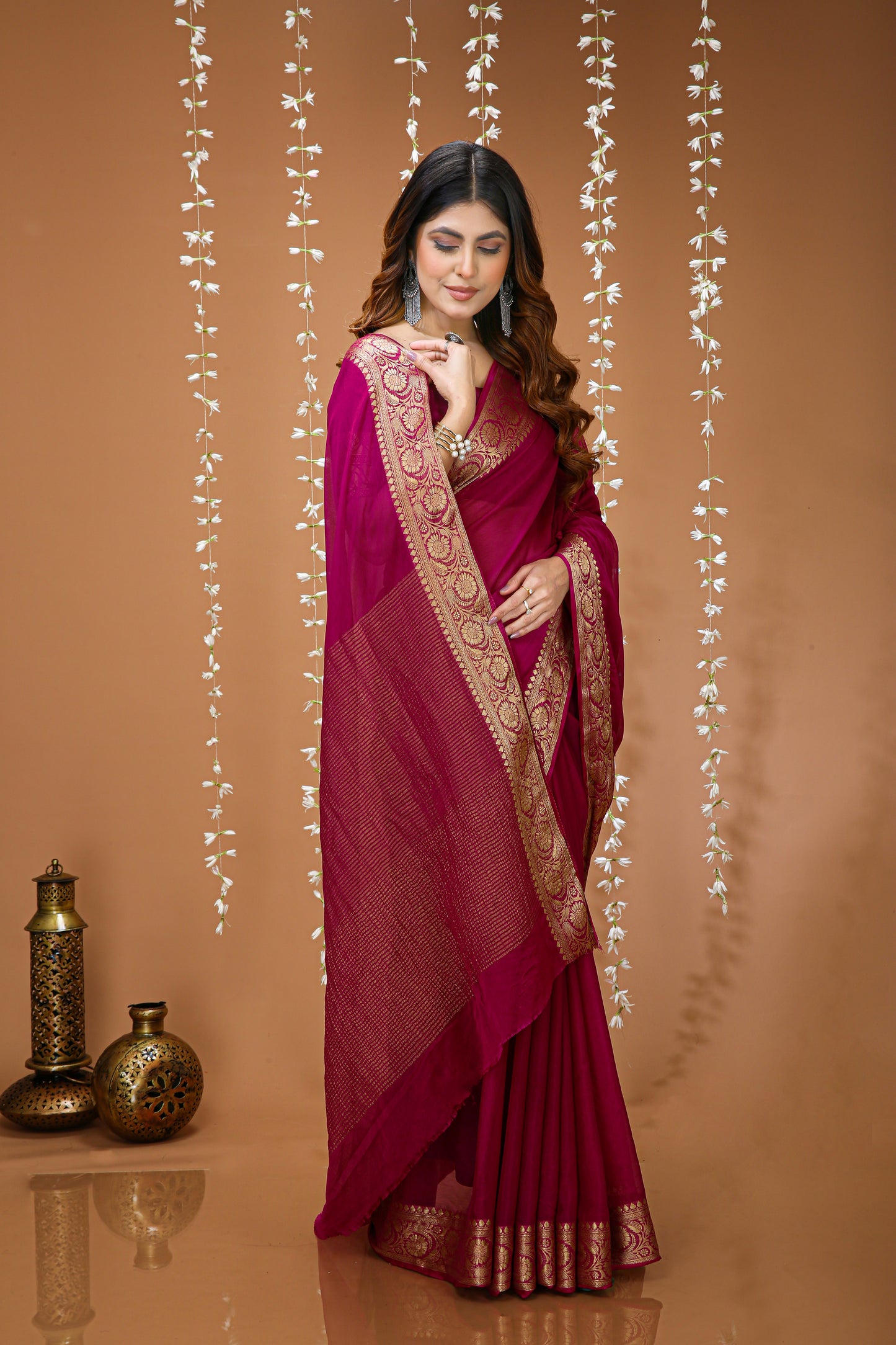 Very Gorgeous Soft Cinnon Saree With zari Weaving