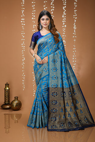 Elegant Zari Weaving Soft Silk Saree With Blouse Piece