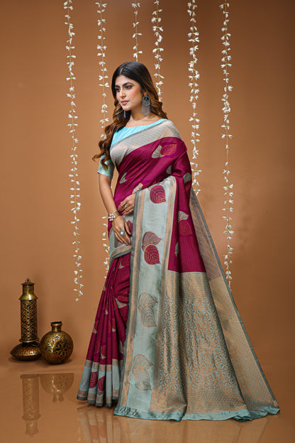 Aesthetic Zari Weaving Soft Silk Saree With alluring Blouse Piece