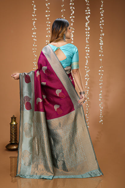 Aesthetic Zari Weaving Soft Silk Saree With alluring Blouse Piece