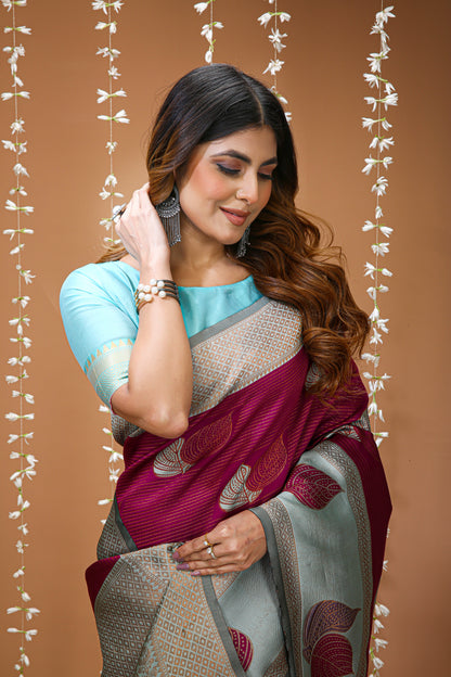 Aesthetic Zari Weaving Soft Silk Saree With alluring Blouse Piece
