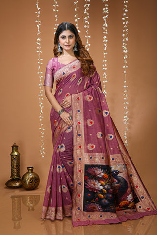 Glamorous Cotton Silk Saree With Rich Pallu