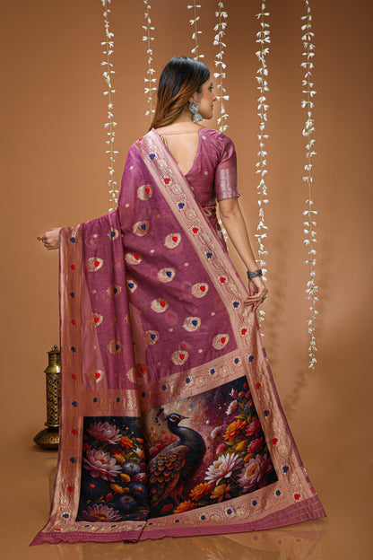 Glamorous Cotton Silk Saree With Rich Pallu