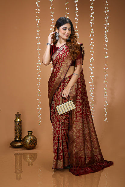 Very Engaging Soft Silk Saree With Beautiful Blouse Piece