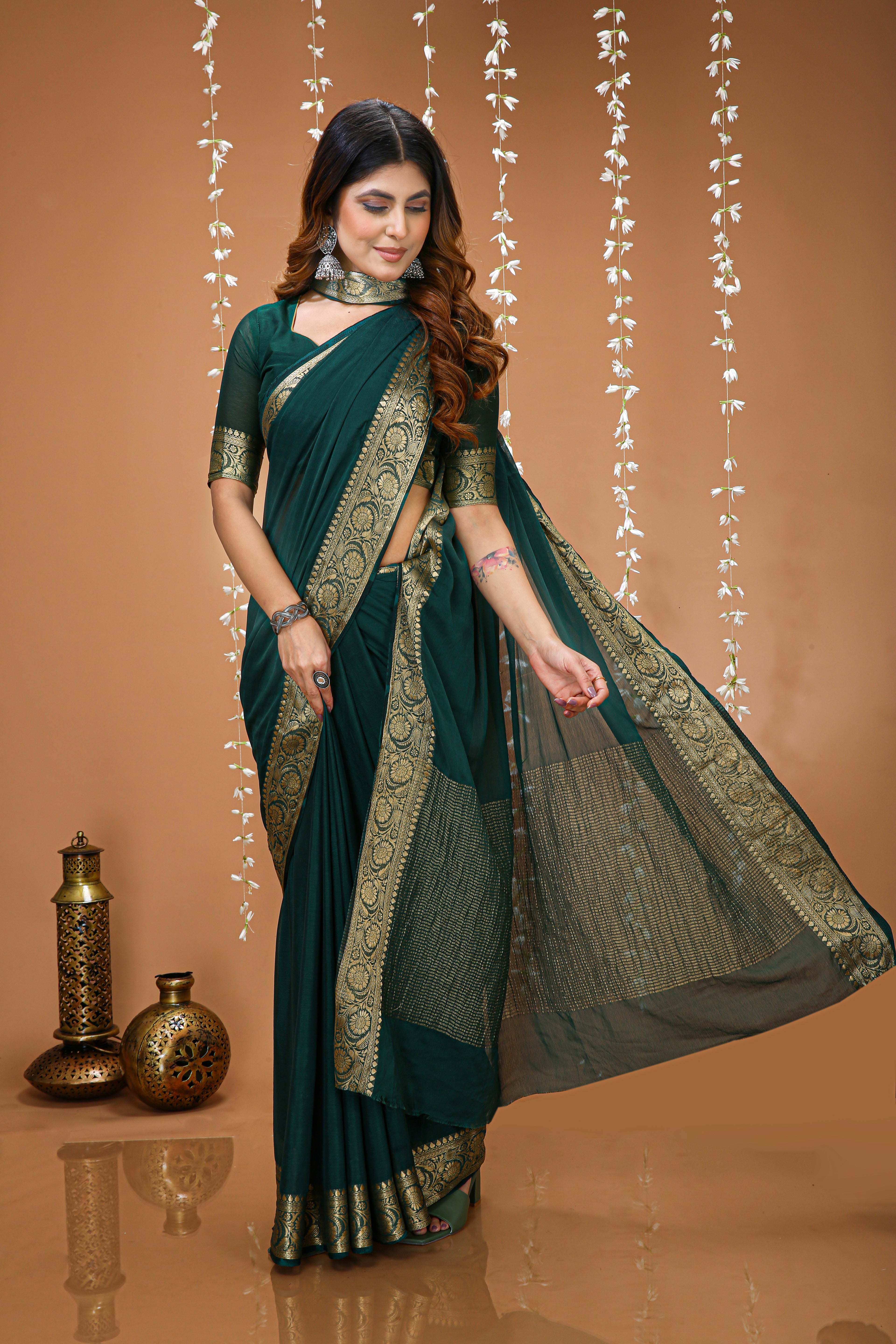 Very Gorgeous Soft Cinnon Saree With zari Weaving