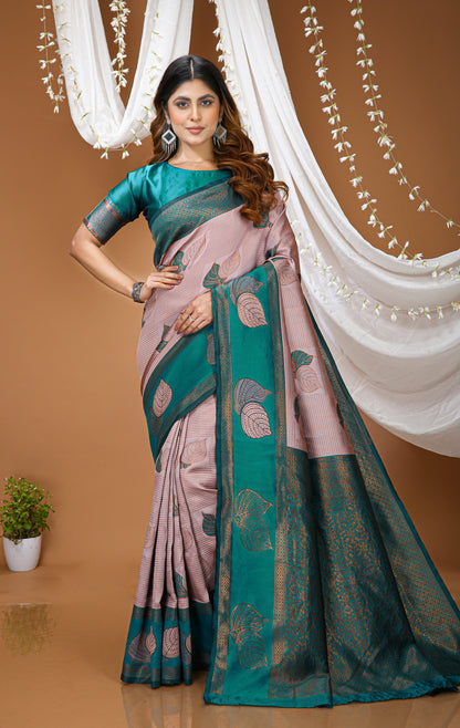 Aesthetic Zari Weaving Soft Silk Saree With alluring Blouse Piece