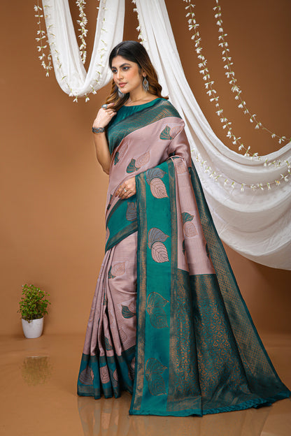 Aesthetic Zari Weaving Soft Silk Saree With alluring Blouse Piece