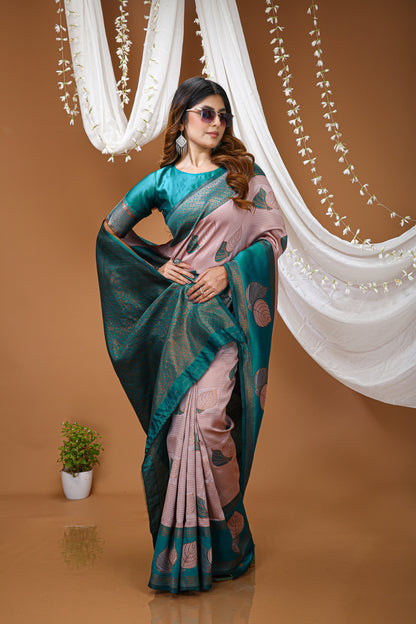Aesthetic Zari Weaving Soft Silk Saree With alluring Blouse Piece