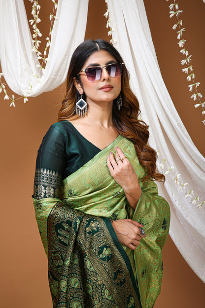 Very Pleasing Soft Silk Saree With Beautiful Blouse Peice