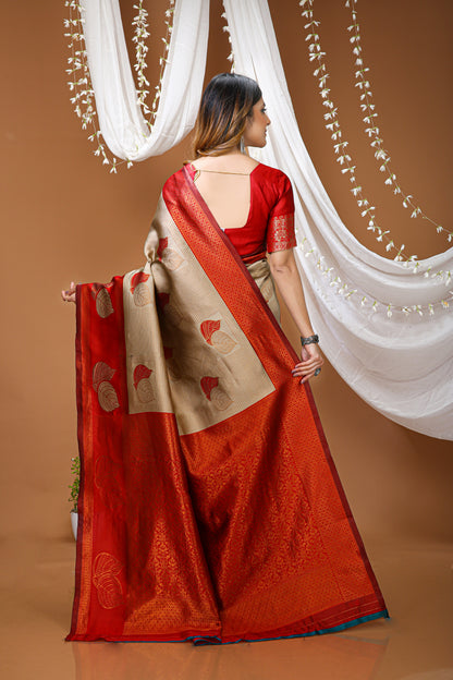 Aesthetic Zari Weaving Soft Silk Saree With alluring Blouse Piece