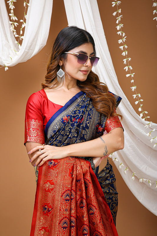 Very Pleasing Soft Silk Saree With Beautiful Blouse Peice