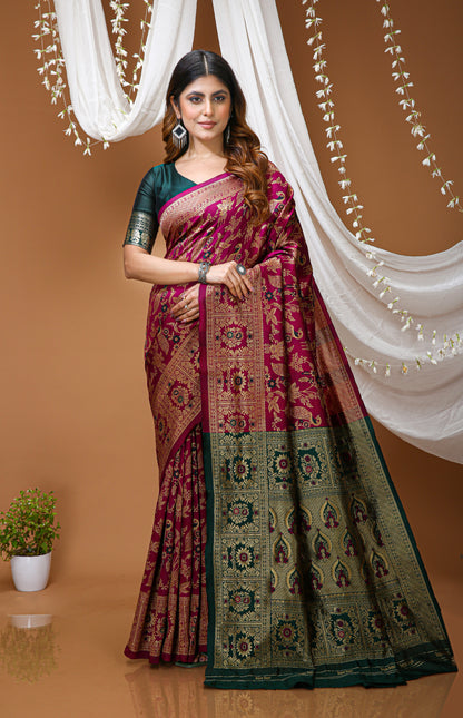 Elegant Zari Weaving Soft Silk Saree With Blouse Piece
