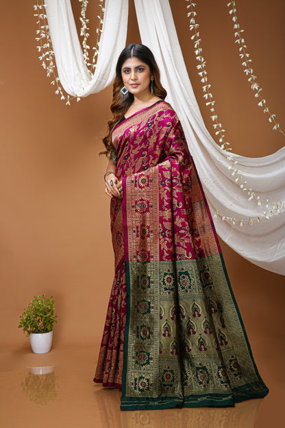 Elegant Zari Weaving Soft Silk Saree With Blouse Piece