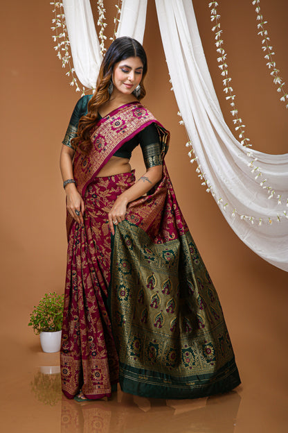 Elegant Zari Weaving Soft Silk Saree With Blouse Piece