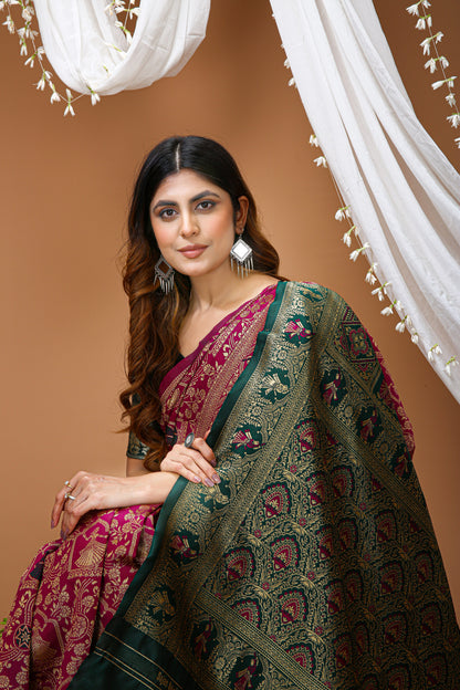 Very Pleasing Soft Silk Saree With Beautiful Blouse Peice