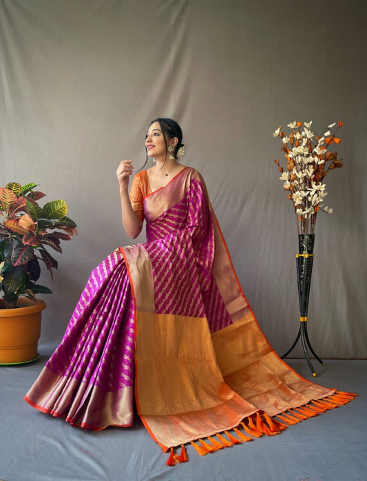 Most Trending Pure Silk Saree In Laheriya Style