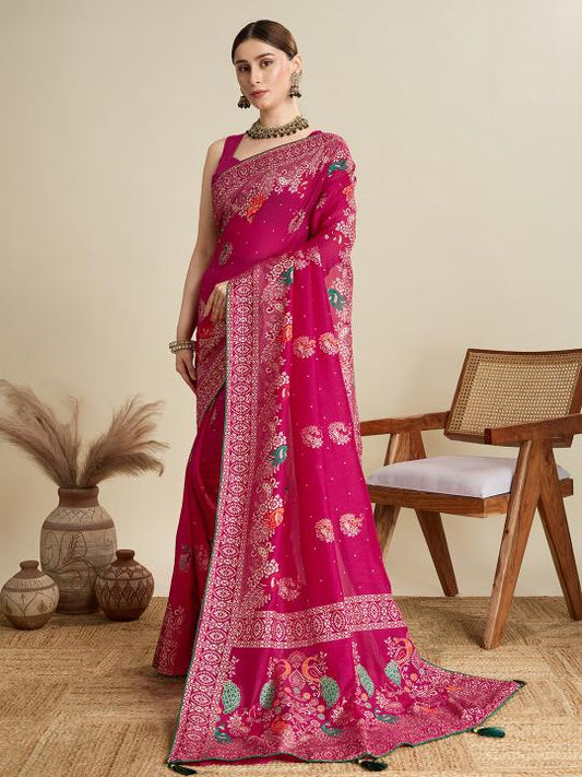 Best Wedding Banarasi Silk Saree With Rich Pallu