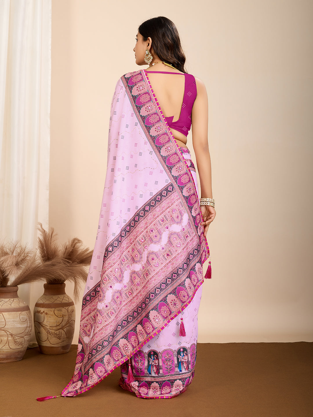 Aesthetic Muslin Cotton Printed Saree with Traditional Emboridery Motifs