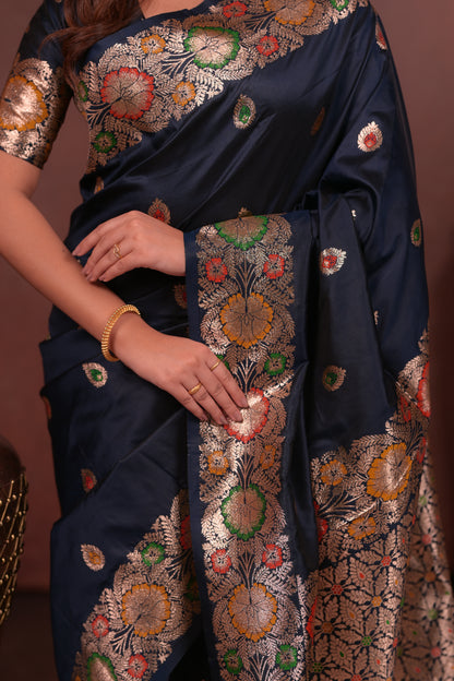Classic Soft Silk Saree With Zari Weaving & tassels