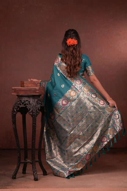 Classic Soft Silk Saree With Zari Weaving & tassels