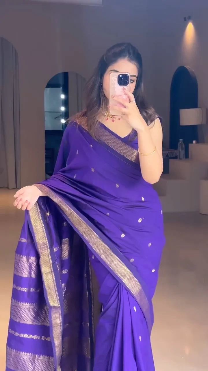 Irresistible Purple Soft Silk Saree With Classic Blouse Piece
