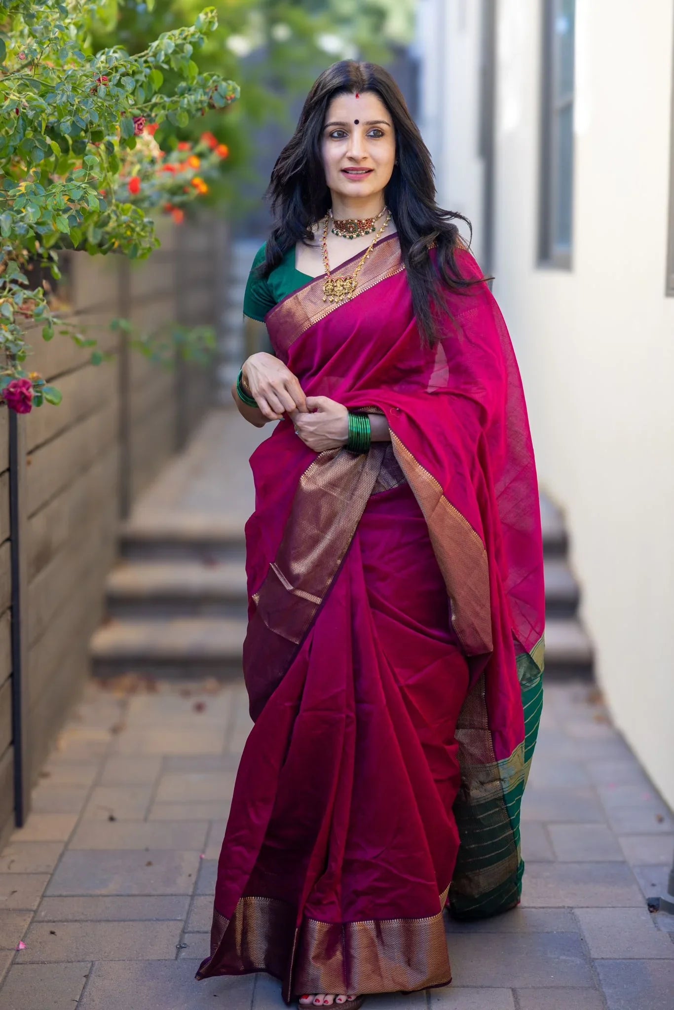 Glamorous Dark Pink Soft Silk Saree With Stunning Blouse Piece