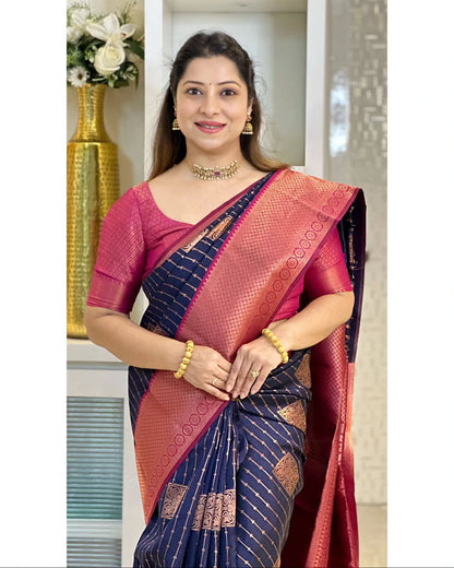 Royal Banarasi Silk Saree With Adorable Blouse Piece