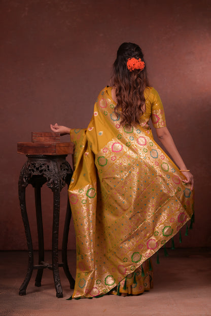 Classic Soft Silk Saree With Zari Weaving & tassels