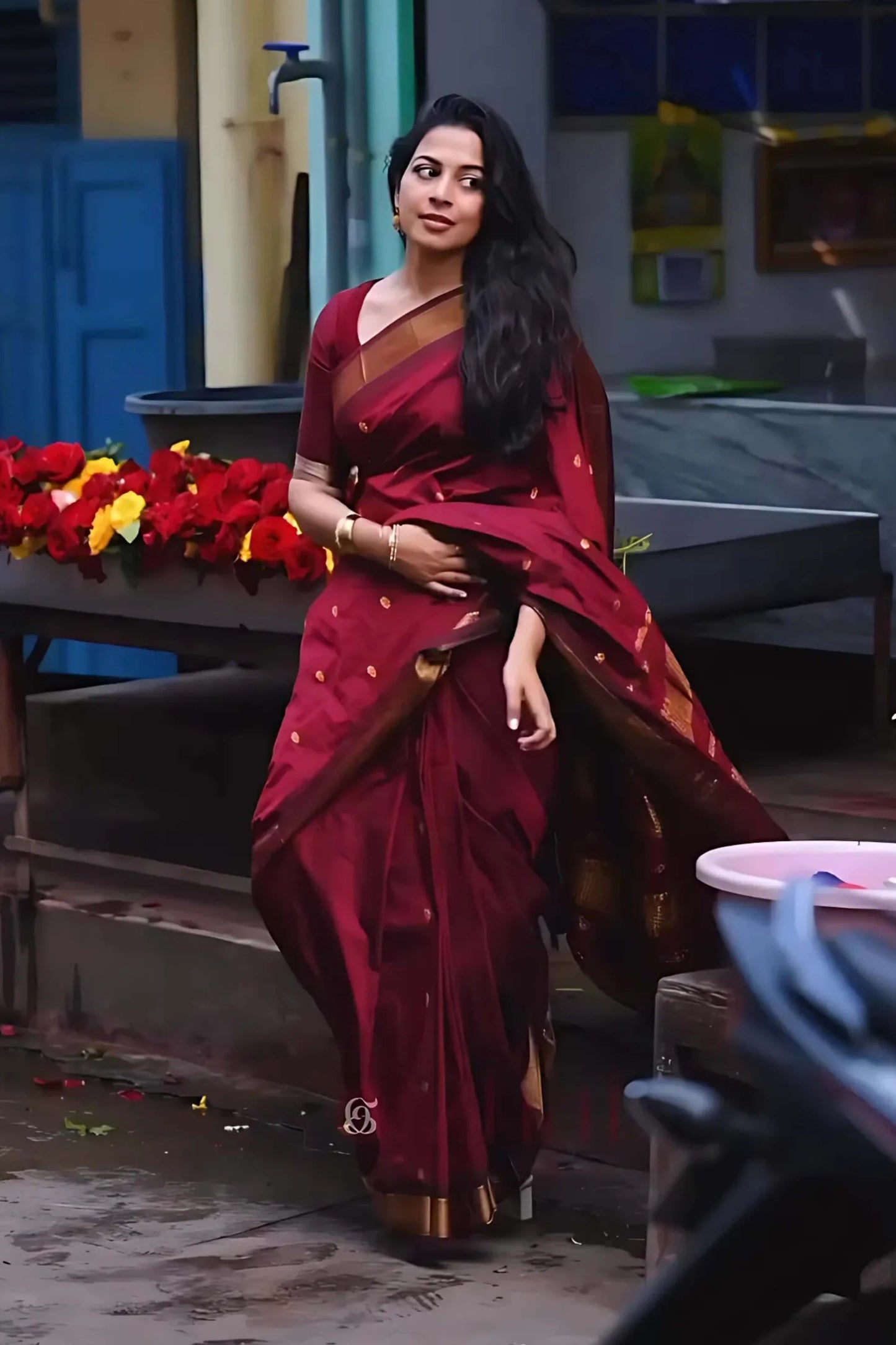 Graceful Maroon Soft Silk Saree With Classic Blouse Piece
