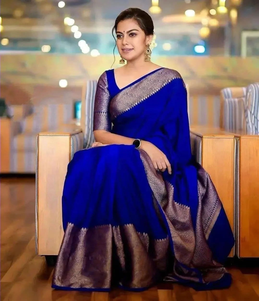 Very Charming Royal Blue Soft Silk Saree