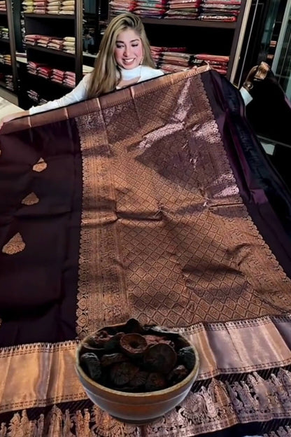 Attractive Purple Soft Banarasi Silk Saree